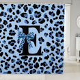 thumbnail image 1 of Manfei Romantic Bowtie Monogram E Shower Curtain 72Wx84L,Leopard Print Bathroom Shower Curtain,Blue, 1 of 5