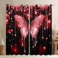 thumbnail image 1 of Manfei Romantic Butterfly Animal Black Out Curtains, Red Sequin Print Curtains Pack of 2 (42x63 Each), Couple Anniversary Bedroom Curtains, Living Room Curtains Decor, 1 of 6