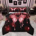thumbnail image 1 of Homewish Romantic Butterfly Animal Full Size Comforter Sets, Red Sequin Print Bedding Comforter Set, Couple Anniversary Reversible Bedding Sets, Ultra Soft Bedroom Decor, 3-Piece, 1 of 8