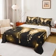 thumbnail image 1 of Homewish Romantic Butterfly Animal Twin Sheet Sets, Gold Sequin Print Twin Fitted Sheet, Couple Anniversary Flat Sheet, Luxury Bedroom Decor, 3-Piece, 1 of 7