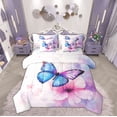 thumbnail image 1 of Manfei Romantic Butterfly Bedding Comforter Set 7pcs, Blossoms Flower Floral Queen Bedding Sets, Teen Kid Child Adult Reversible Queen Sheet Sets, Ultra Soft Home Decor, 1 of 7