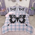 thumbnail image 1 of Homewish Romantic Butterfly Print Bedding Comforter Set, Kawaii Cartoon Animal Twin Comforter Sets, Blue Pink Fashion Buffalo Reversible Bedding Set, Breathable Home Decor, 2 Pieces, 1 of 8