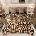 thumbnail image 1 of Manfei Romantic Cheetah Print 7pcs Bedding Comforter Set for Adult, Vintage Brown Fashion Queen Bedding Sets, Rustic Animal Theme Reversible Queen Sheet Sets, Microfiber Bedroom Decor, 1 of 8