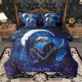 thumbnail image 1 of Manfei Romantic Couple Skull 7-Piece Twin Bedding Sets for Lover, Romantic Blue Rose Flower Bedding Comforter Set, Dreamy Glitter Moon Reversible Sheet Sets, Lightweight Room Decor, 1 of 8