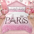 thumbnail image 1 of Homewish Romantic Eiffel Tower Bedding Comforter Set, Pink Sequin Print Twin Comforter Sets, Anniversary Blossoms Floral Reversible Bedding Set, Ultra Soft Bedroom Decor, 2pcs, 1 of 8