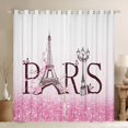 thumbnail image 1 of Manfei Romantic Eiffel Tower Blackout Curtains Set of 2 (52x84 Each), Pink Sequin Print Window Curtains, Anniversary Blossoms Floral Curtains and Drapes, Living Room Curtains Decor, 1 of 6