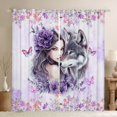 thumbnail image 1 of Manfei Romantic Floral Lady Kitchen Curtains,Gray Wolf Black Out Curtains Pack of 2 (42x63 Each), 1 of 7