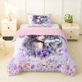 thumbnail image 1 of Manfei Romantic Floral Lady Twin Comforter Sets,Gray Wolf Bedding Set,Pink Reversible,2 Pieces,1 Comforter and 1 Pillowcase, 1 of 7