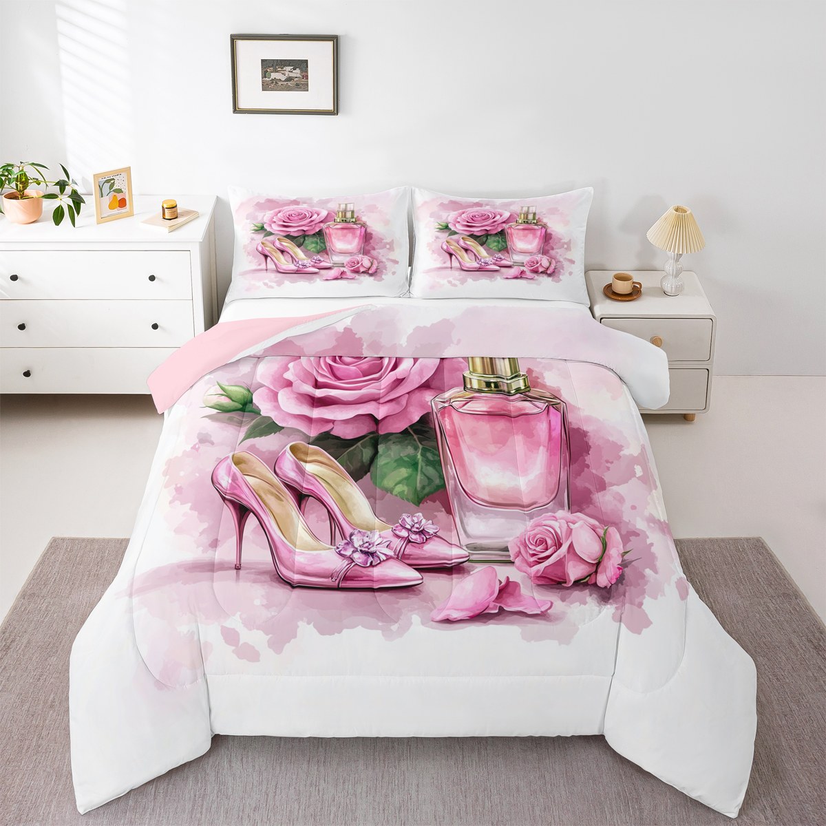 Manfei Romantic Floral Rose Bedding Comforter Set,Girls Perfume High ...
