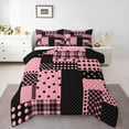 thumbnail image 1 of Manfei Romantic French Dots Queen Comforter Set,Geometric Circles Buffalo Bedding Sets,Girl Pink Black Bedding Comforter Set,Microfiber Bedroom Decor Reversible,3pcs, 1 of 8