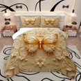 thumbnail image 1 of Homewish Romantic Gold Butterfly Full Size Comforter Sets for Adult, Stereoscopic Floral Bedding Comforter Set, Modern Fashion Style Reversible Bedding Sets, Breathable Home Decor, 3pcs, 1 of 8