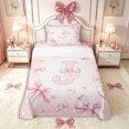 thumbnail image 1 of Manfei Romantic J Personalized Initial Twin Sheet Sets 3pcs for Girls,Dreamy Cute Princess Bow Bedding, 1 of 5