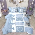 thumbnail image 1 of Manfei Romantic Love Heart 7 Pieces Bedding Comforter Set for Female, Kawaii Cartoon Bow-tie Full Bedding Set, Blue Buffalo Plaid Reversible Fitted Sheet Flat Sheet, Microfiber Bedroom Decor, 1 of 8