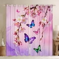 thumbnail image 1 of Manfei Romantic Purple Butterfly Black Out Curtains for Girls, Spring Cherry Blossoms Curtains Pack of 2 (42x63 Each), Cute Cartoon Animal Bedroom Curtains, Living Room Curtains Decor, 1 of 6