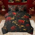 thumbnail image 1 of Manfei Romantic Red Rose Twin Bedding Sets 7-Piece for Women, Anniversary Flower Floral Bedding Comforter Set, Mystic Galaxy Reversible Sheet Sets, Luxury Bedroom Decor, 1 of 7