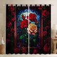 thumbnail image 1 of Homewish Romantic Rose Flwoer Black Out Curtains, Bohemian Western Plant Curtains Pack of 2 (42x63 Each), Teens Adult Female Bedroom Curtains, Window Curtains Room Decor, 1 of 6