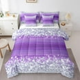 thumbnail image 1 of Manfei Romantic Sparkling Print Bedding Comforter Set 7-Piece,Chic Diamond Pearl King Bedding Sets,Purple Silver Bed Sheets For Girl,Ultra Soft Home Decor Reversible, 1 of 8