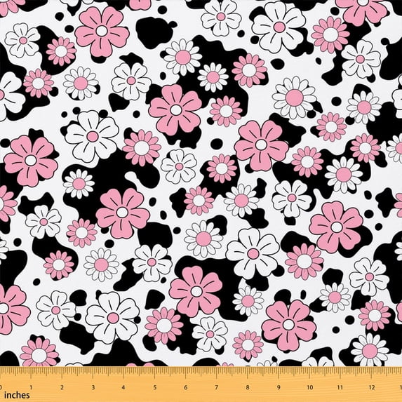 Ten Rosy Roses Manfei Rose Daisy Fabric by the Yard 10 Yards, Black Spot Home Decor ...