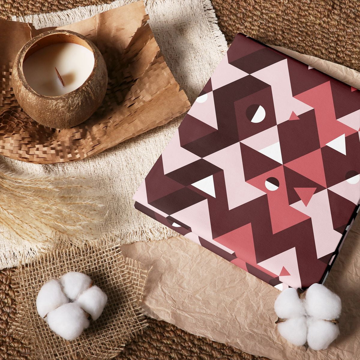 Triangle Cuve Manfei Rose Triangle 100% Cotton Fabric 5 Yards, Geometric Cube Fabric ...