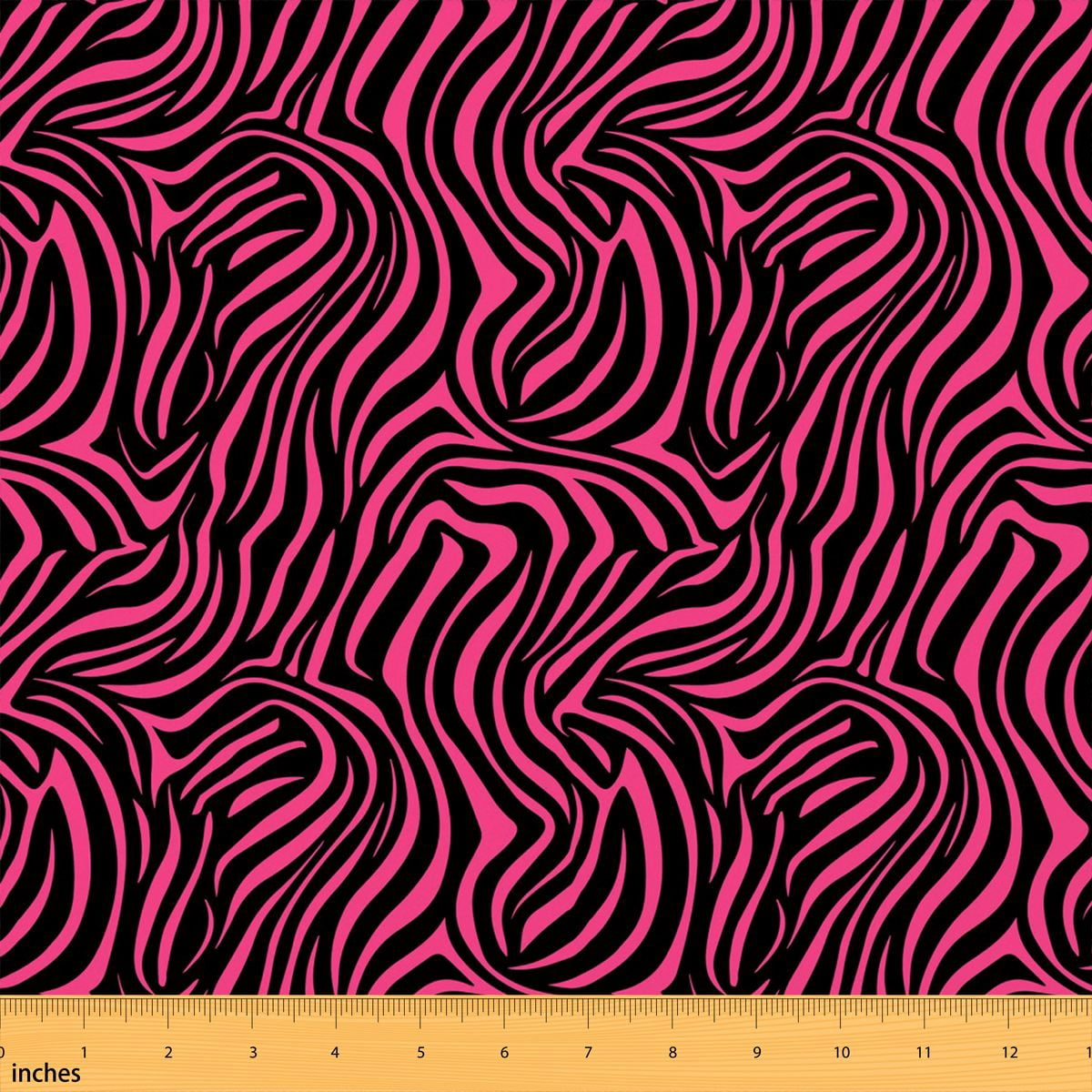 Manfei Rose Zebra Wave Fabric by the Yard 5 Yards, Red Black Stripe ...