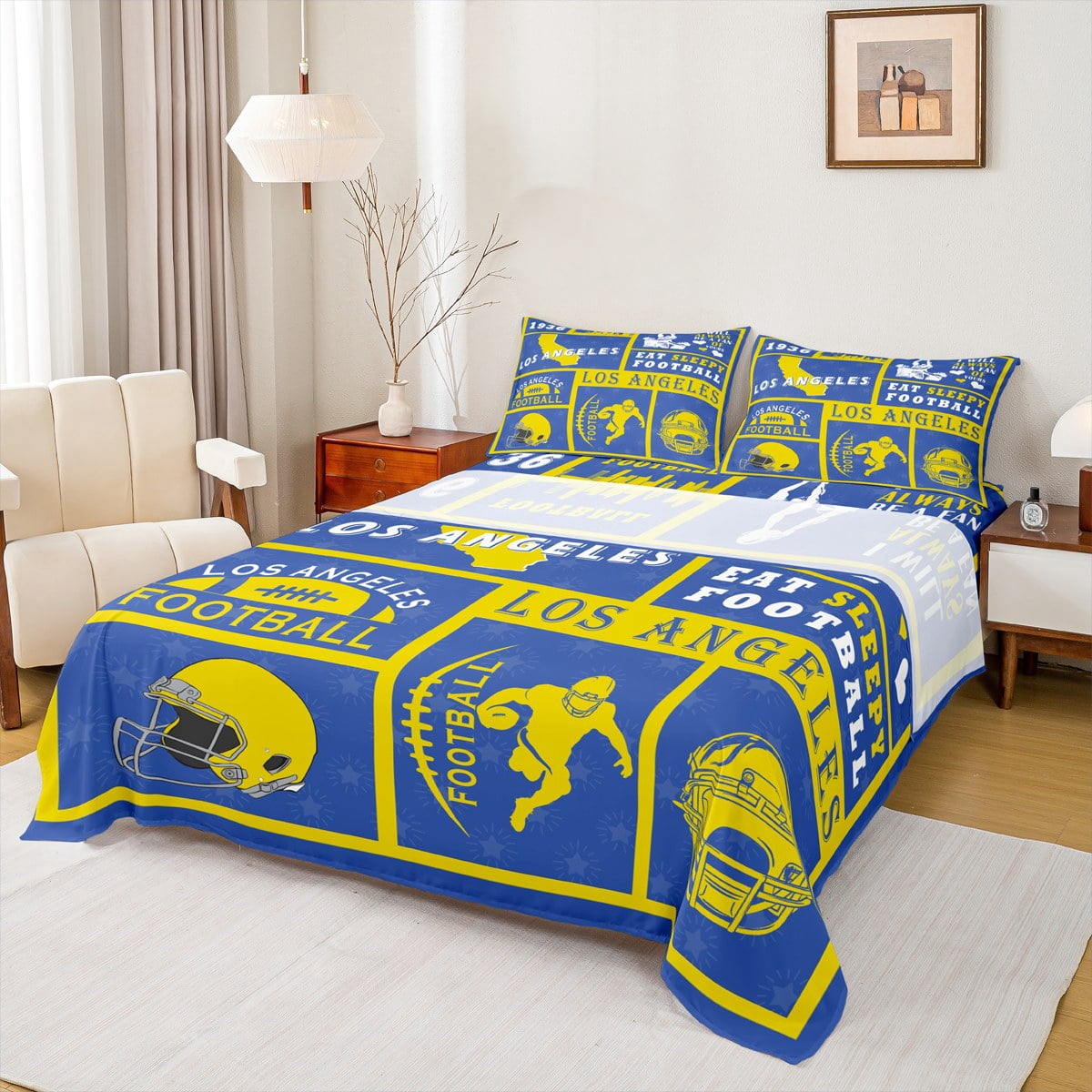 Manfei Rugby City Full Sheet Sets,Sports Theme Bedding Full Size,Los ...