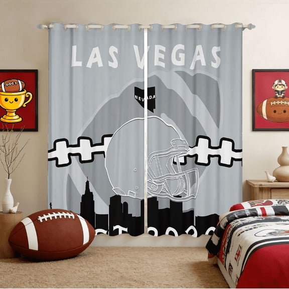 Manfei Rugby City Silhouette Curtains for Living Room,Sports Theme Blackout Curtains Set of 2 (38x54),Las Vegas Curtains and Drapes (38x54) For Teens,Ultra Soft Bedroom Decor