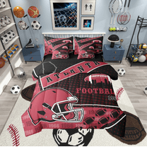 Manfei Rugby City Twin Bedding Sets 7pcs,Sports Theme Bedding Comforter Set 7pcs,Atlanta Sheet Sets For Boys,Ultra Soft Bedroom Decor Reversible