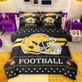 thumbnail image 1 of Manfei Rugby Football Sport 7 Pieces Bedding Comforter Set,Ball Game Gamer Full Bedding Set,Yellow Black Helmet Fitted Sheet Flat Sheet For Teens,Breathable Home Decor Reversible, 1 of 8