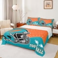 thumbnail image 1 of Manfei Rugby Game Gamer Bed Sheets,Football Sport Lover King Sheets,Cyan Orange Sheet Set For Teens,Breathable Home Decor,4-Piece, 1 of 7