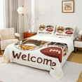 thumbnail image 1 of Manfei Rugby Gamer Bed Sheets,Football Sport Theme King Sheets,Brown Beige Sheet Set For Teens,Super Cozy Room Decor,4 Pieces, 1 of 7