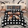 thumbnail image 1 of Manfei Rugby Ribbon Teens Bedding Comforter Set, Fashion Abstract Twin Comforter Sets, Black White Polkadots Reversible Bedding Set, Lightweight Room Decor, 2-Piece, 1 of 8