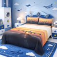 Manfei Runway Pattern King Sheets,Plane Doodle Bedding,1 Flat Sheet,1 ...