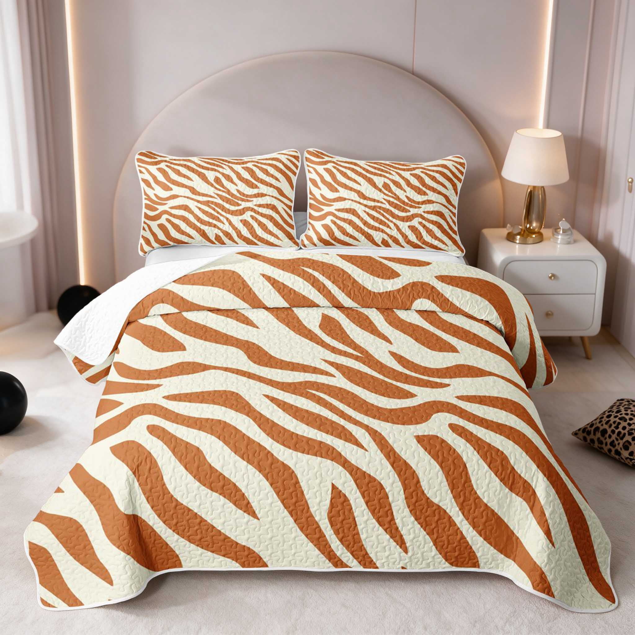 Terracott Quilt Pattern Manfei Rust Orange Zebra Twin Quilt Set, Terracotta Stripes Twin ...