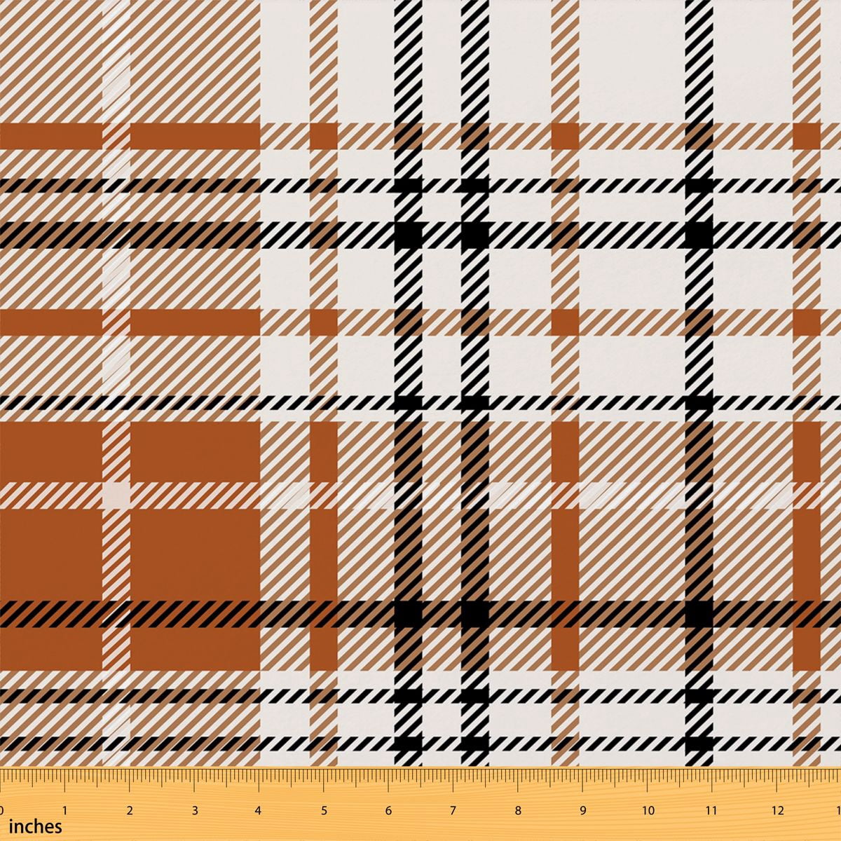 Manfei Rust Tartan Fabric by the Yard 5 Yards, Plaid Twill Fabric for ...