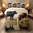 thumbnail image 1 of Manfei Rustic Animal Cows Twin Quilt Set 2 Pieces,Vintage Countryside Twin Coverlet Set,Black Beige,1 Bedspread and 1 Pillowcase, 1 of 7
