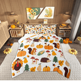 thumbnail image 1 of Manfei Rustic Animals Comforter Sets Full Size, Harvest Turkey Comforters & Duvets, Autumn Fall Pumpkin Reversible Bedding Full Comforter Set, Breathable Room Decor, 3 Pieces, 1 of 8