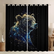 Manfei Rustic Bear Animal Black Out Curtains, Psychedelic Astrology Curtains Pack of 2 (42x63 Each), Teens Kids Child Bedroom Curtains, Window Curtains Bedroom Decor
