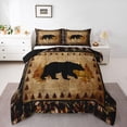 thumbnail image 1 of Manfei Rustic Bear Plaid Queen Comforter Set,Retro Pine Grid Comforter Sets Queen,Brown,Black Reversible,3pcs,1 Comforter and 2 Pillowcases, 1 of 7