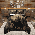thumbnail image 1 of Manfei Rustic Bear Print Full Size Comforter Sets for Kid, Farmhouse Cabin Bedding Comforter Set, Wildlife Animal Reversible Bedding Sets, Lightweight Room Decor, 3-Piece, 1 of 8