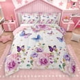thumbnail image 1 of Manfei Rustic Butterfly Full Size Comforter Sets,Country Farmhouse Lodge Bedding Comforter Set,Pink Blue White Bedding Sets For Girl,Luxury Bedroom Decor Reversible,3pcs, 1 of 9