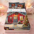 thumbnail image 1 of Manfei Rustic Cabin Lodge Zipper Twin Comforter Sets with Fitted Sheet and 2 Pillowcases,Traditional Christmas Tree Gift Zipper Bedding Set,Blue Gray,Christmas Reversible,4pcs, 1 of 8