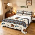 thumbnail image 1 of Manfei Rustic Cabin Queen Sheets, Fishing Plaid Queen Sheet Sets, Blue Cream, 4 Pieces, 1 Flat Sheet, 1 Fitted Sheet and 2 Pillowcases, 1 of 6