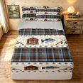 thumbnail image 1 of Manfei Rustic Cabin Zipper Queen Comforter Set with Fitted Sheet and 2 Pillowcases, Fishing Plaid Zipper Bedding Set, Blue Cream, Gray Reversible, 4 Pieces, 1 of 7