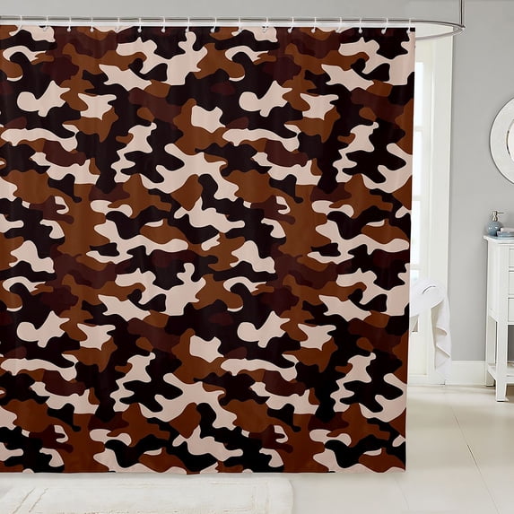 Manfei Rustic Camo Shower Curtain 72Wx72L, Vintage Mosaic Shower Curtain 72Wx72L, Coyote Brown