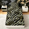 thumbnail image 1 of Manfei Rustic Camouflage Twin Fitted Sheet, Contemporary Art Camo Bedding, Olive Green, 2pcs, 1 Fitted Sheet and 1 Pillowcase, 1 of 6