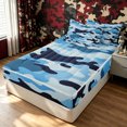 thumbnail image 1 of Manfei Rustic Camouflage Zipper Twin Comforter Sets with Fitted Sheet and 2 Pillowcases, Contemporary Art Camo Zipper Bedding Set, Navy Blue, Blue Reversible, 4pcs, 1 of 7
