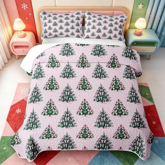 Manfei Rustic Christmas Candle Bed Spread Queen,Winter Holiday Queen Coverlet Set,3-Piece,1 Quilt and 2 Pillowcases