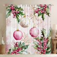 thumbnail image 1 of Manfei Rustic Christmas Flower Black Out Curtains,Xmas Ball Berry Curtains Pack of 2 (42x63 Each),Pink Green Bedroom Curtains For Girls Kids,Ultra Soft Home Decor, 1 of 6