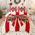 thumbnail image 1 of Manfei Rustic Christmas Flower Queen Comforter Set,Retro Bowtie Ribbon Bedding Sets,Happy New Year Bedding Comforter Set For Girls Teens,Ultra Soft Home Decor Reversible,3 Pieces, 1 of 8
