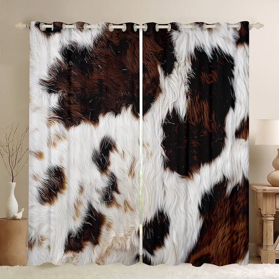 Manfei Rustic Cow Print Curtains for Living Room, Farmhouse Animal Blackout Curtains Set of 2 (42x84), Southwestern Curtains and Drapes (42x84), Ultra Soft Room Decoration
